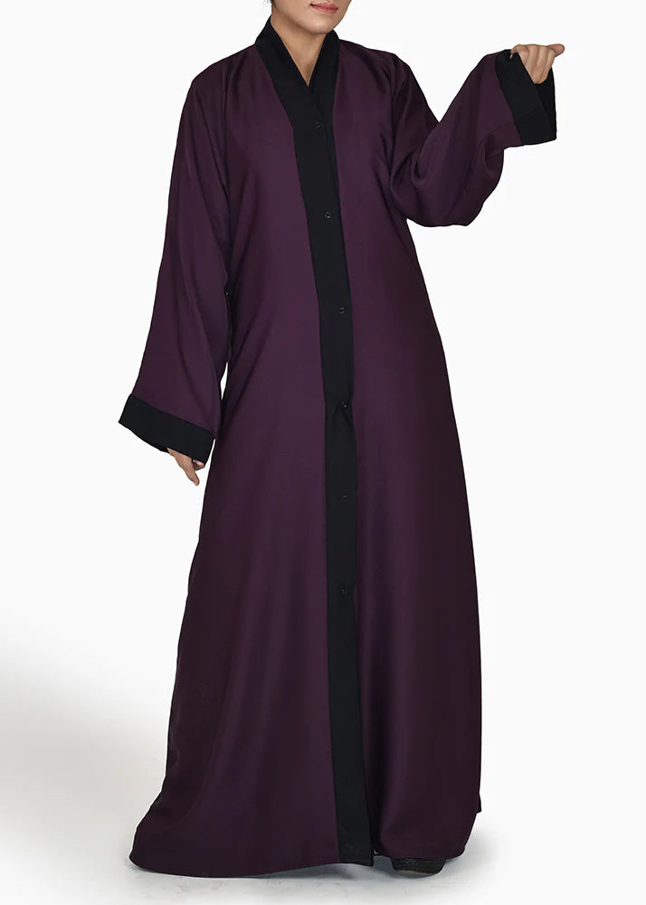 Plain Kimonoh Abayah (Dual Colour) -PURPLE