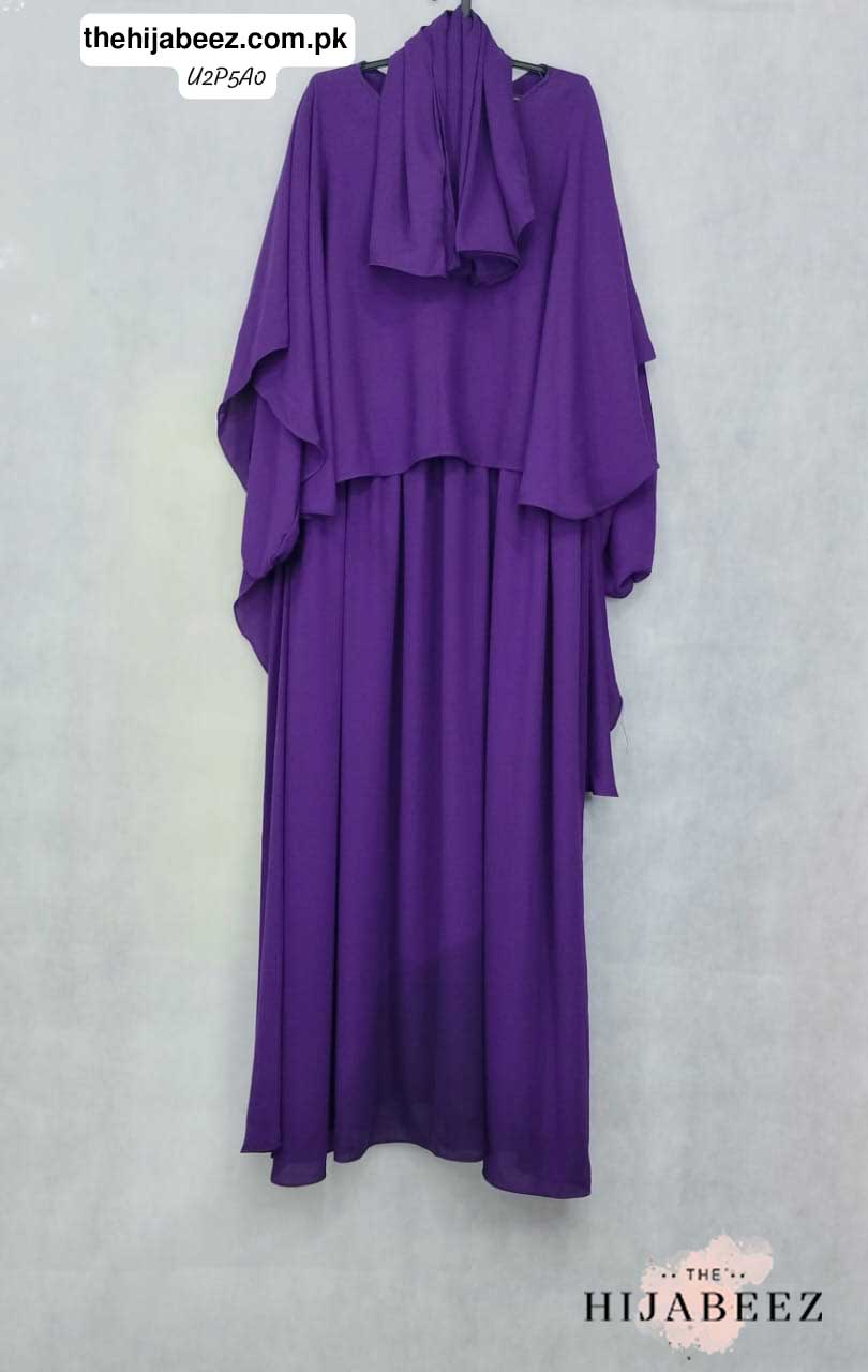 Short Attached Upper Abaya - Purple