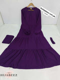 Artical 3 Frill Plated Abaya  - Purple