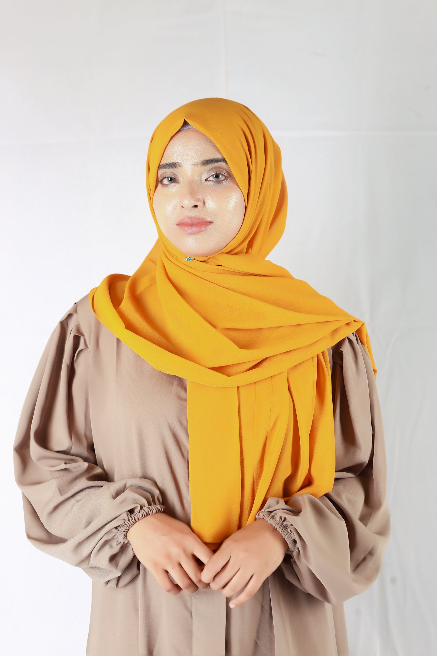 Plain Georgette Mustard