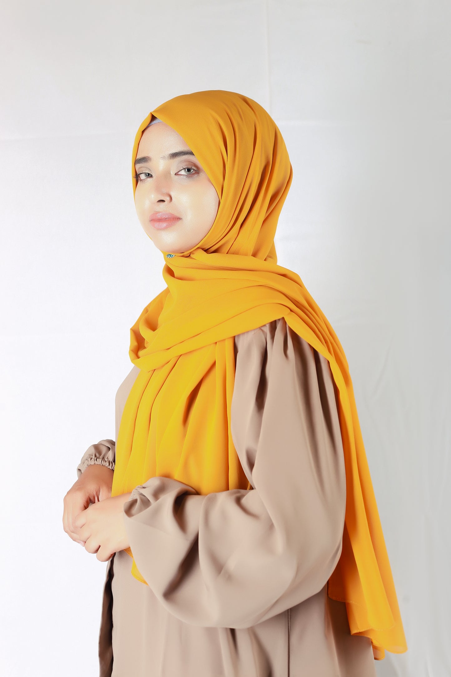 Plain Georgette Mustard