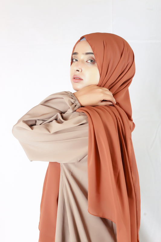 Plain Georgette Mudy Brown