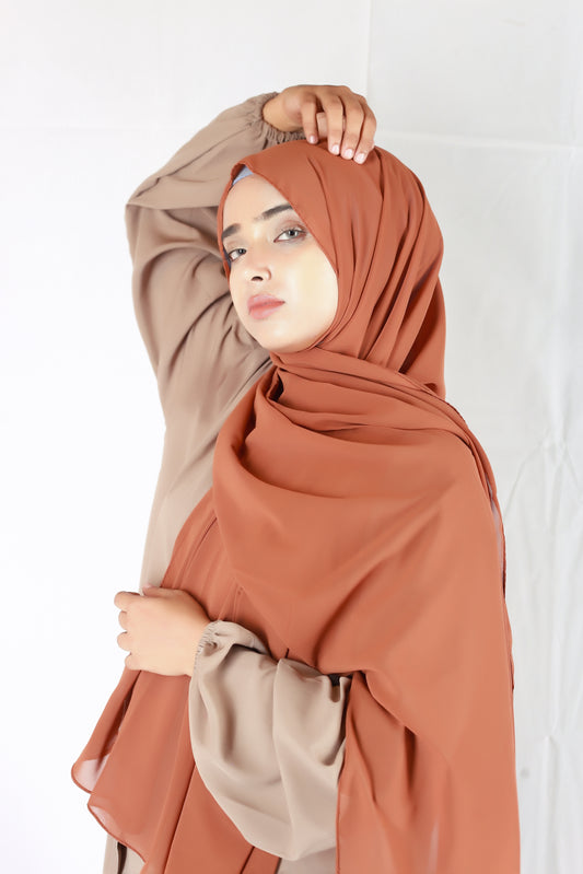 Plain Georgette Mudy Brown