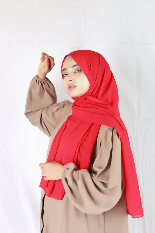 Plain Georgette Red