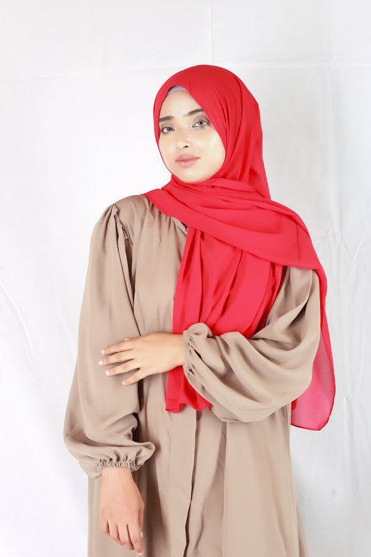 Plain Georgette Red