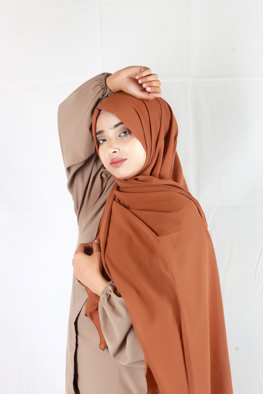 Plain Georgette Rust