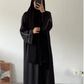 PLAIN ABAYA WITH WHITE LINEA