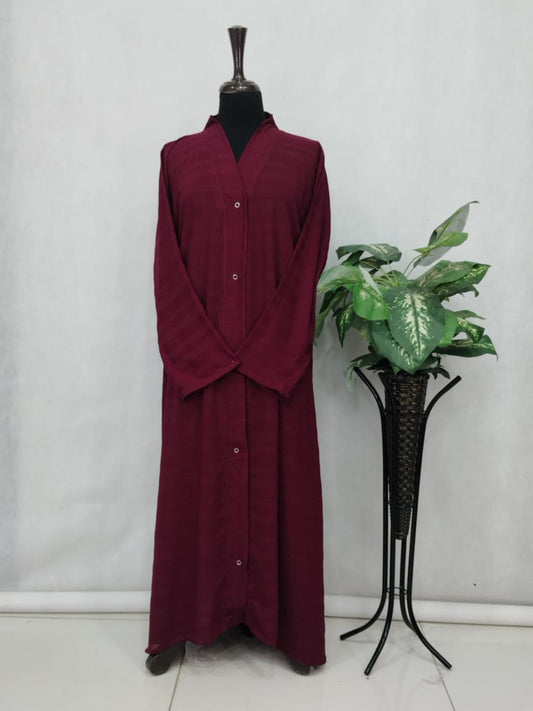 FRONT OPEN ABAYA (ARTICAL)- Maroon