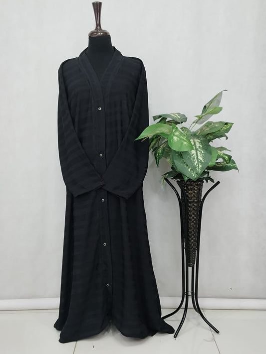 FRONT OPEN ABAYA (ARTICAL)- Black