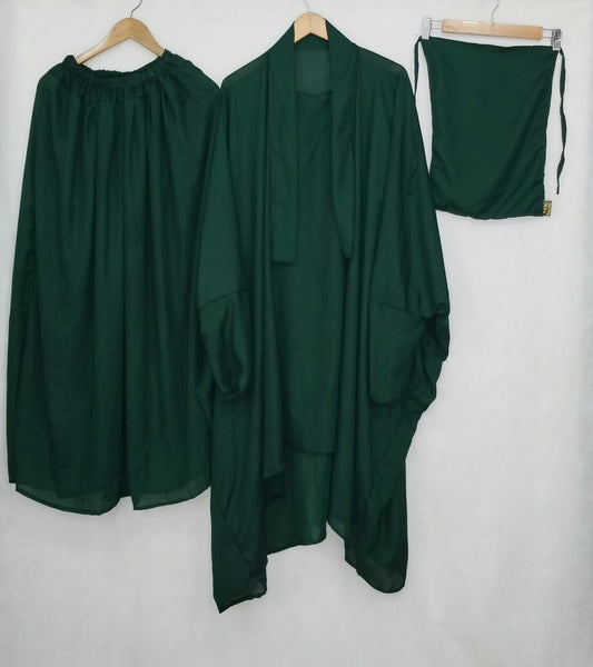 JILBAB NIQAB & SKIRT (3 PIECE) - BOTTLE GREEN