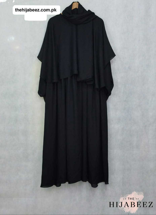 Short Attached Upper Abaya - black